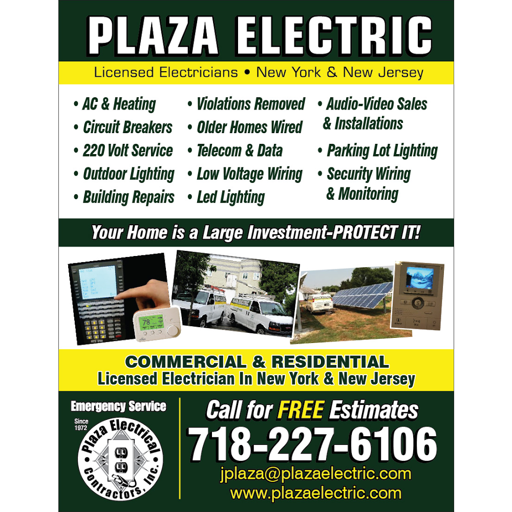 Plaza Electrical Contractors Inc | 22 Richmond Valley Rd, Staten Island, NY 10309 | Phone: (718) 227-6106