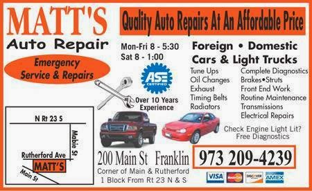 Matts Auto Repair | 200 Main St, Franklin, NJ 07416 | Phone: (973) 209-4239