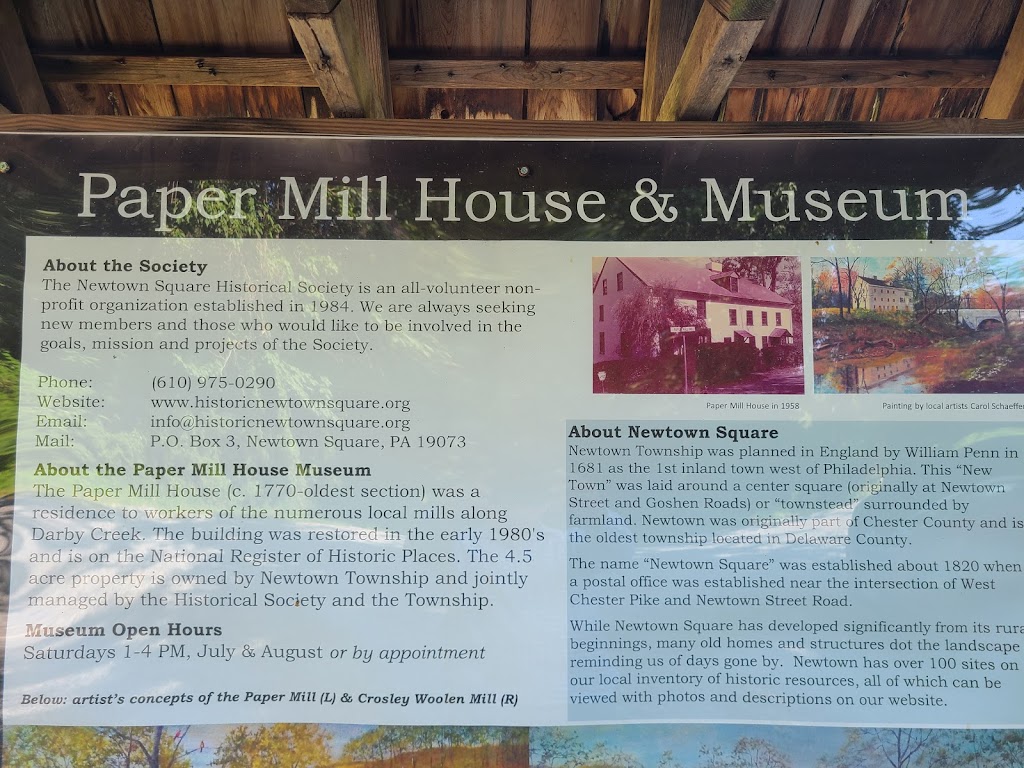 Newtown Square Historical Society | 2 Paper Mill Rd, Newtown Square, PA 19073 | Phone: (610) 975-0290
