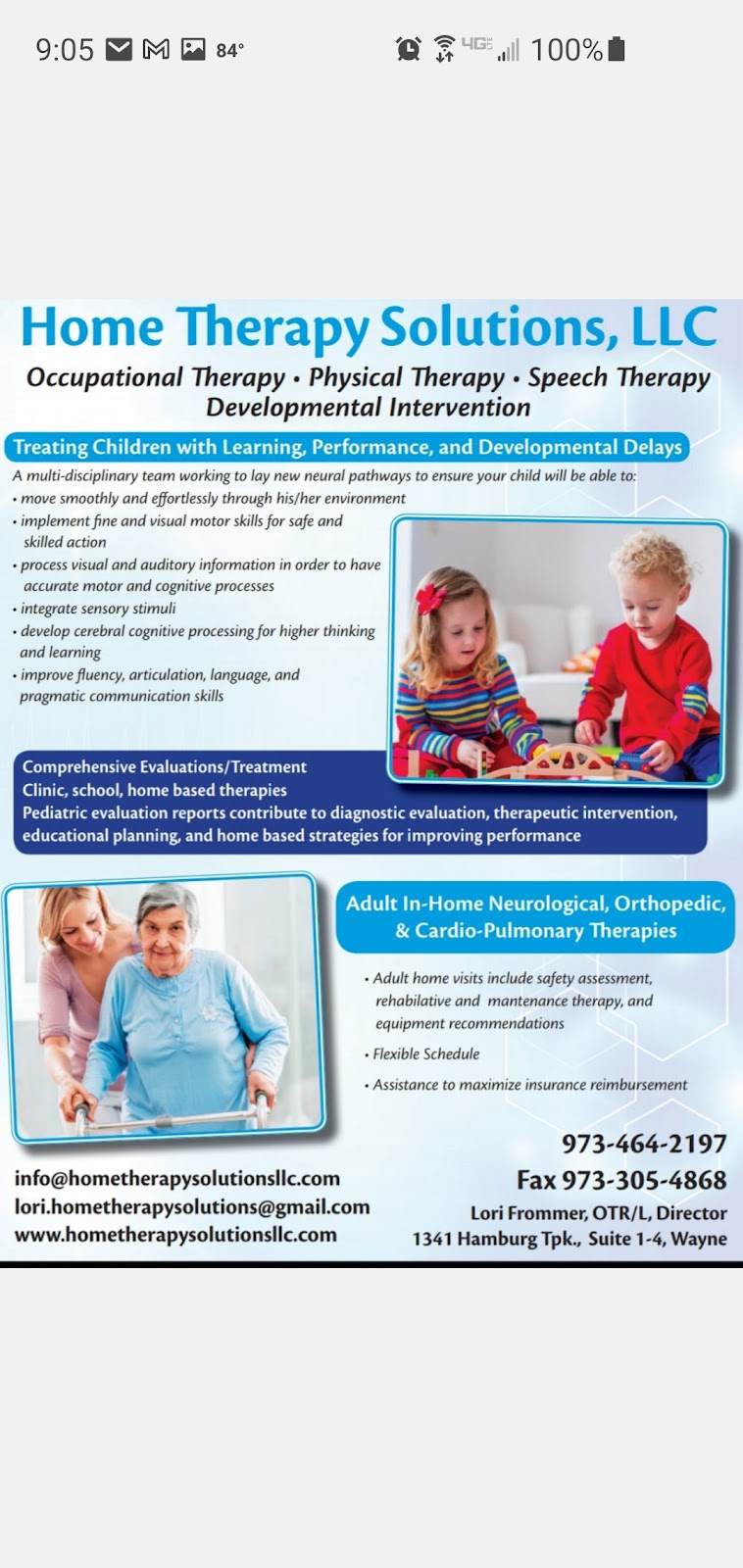 Pediatric and Adult Therapies; Home Therapy Solutions, LLC | 1341 Hamburg Turnpike Ste 1-4, Wayne, NJ 07470 | Phone: (973) 464-2197