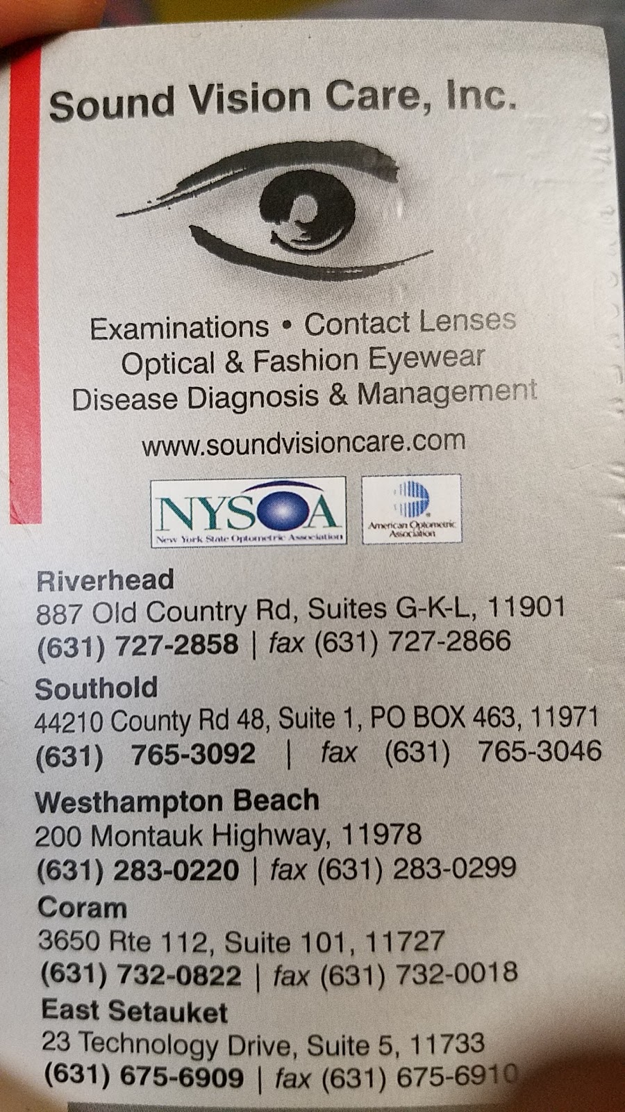 Sound Vision Care, Inc. | 1224 Ostrander Ave, Riverhead, NY 11901 | Phone: (631) 727-2858