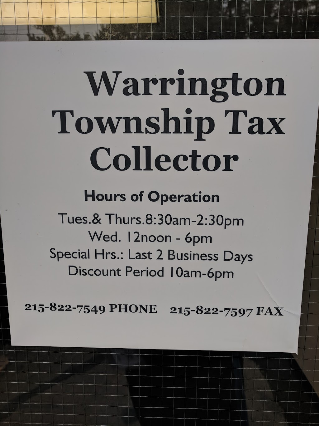 Warrington Township Tax Collector 2018-2021 Millie Seliga | 934 Longwood Ct, Chalfont, PA 18914 | Phone: (215) 822-7549