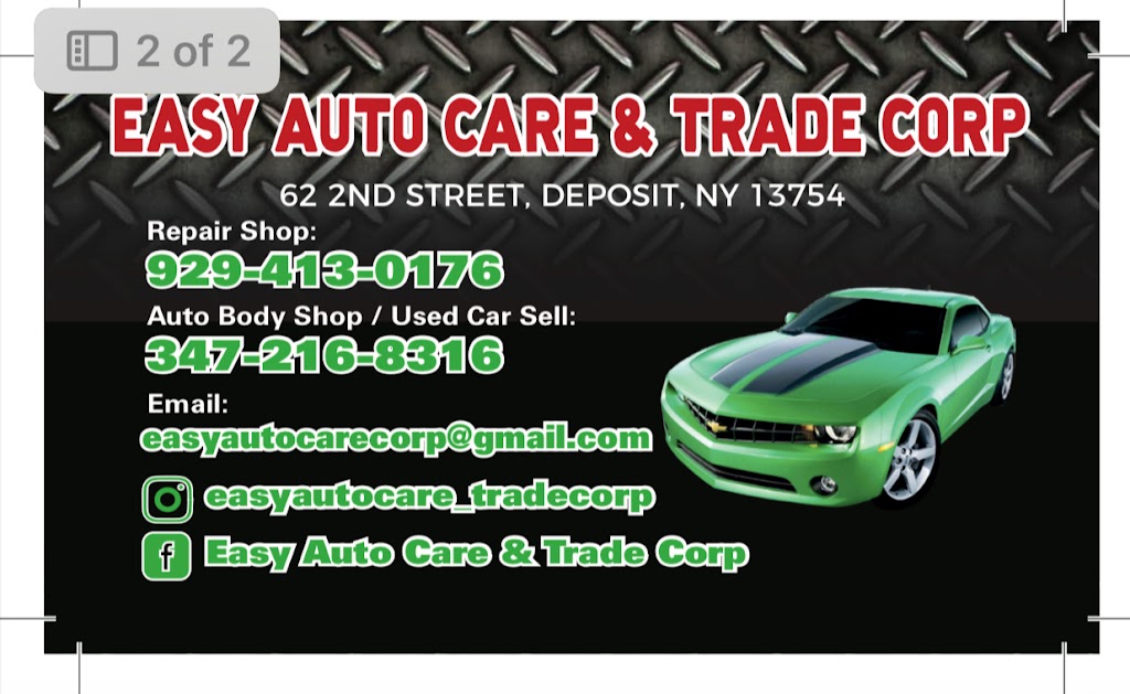 Easy Auto Care & Trade Corp | 62 2nd St, Deposit, NY 13754 | Phone: (929) 413-0176