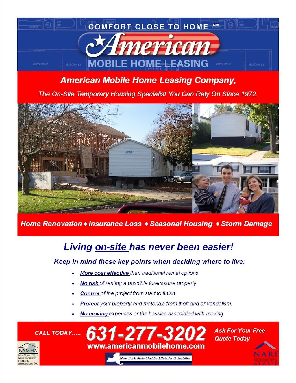 American Mobile Home Leasing | 1324 Speonk Riverhead Rd, Remsenburg-Speonk, NY 11972 | Phone: (631) 277-3202