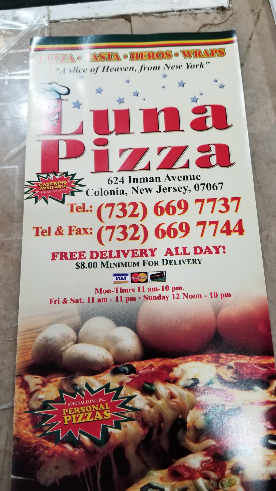 Luna Pizza | 624 Inman Ave, Colonia, NJ 07067 | Phone: (732) 669-7737