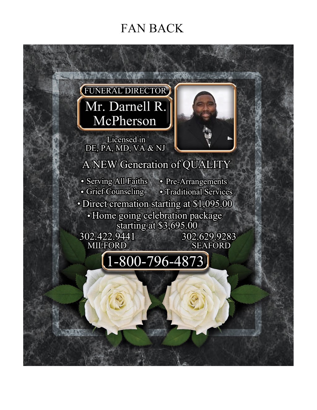 McPherson Funeral Services Inc. | 51 Sarah Cir bldg 1, Camden, DE 19934 | Phone: (800) 796-4873