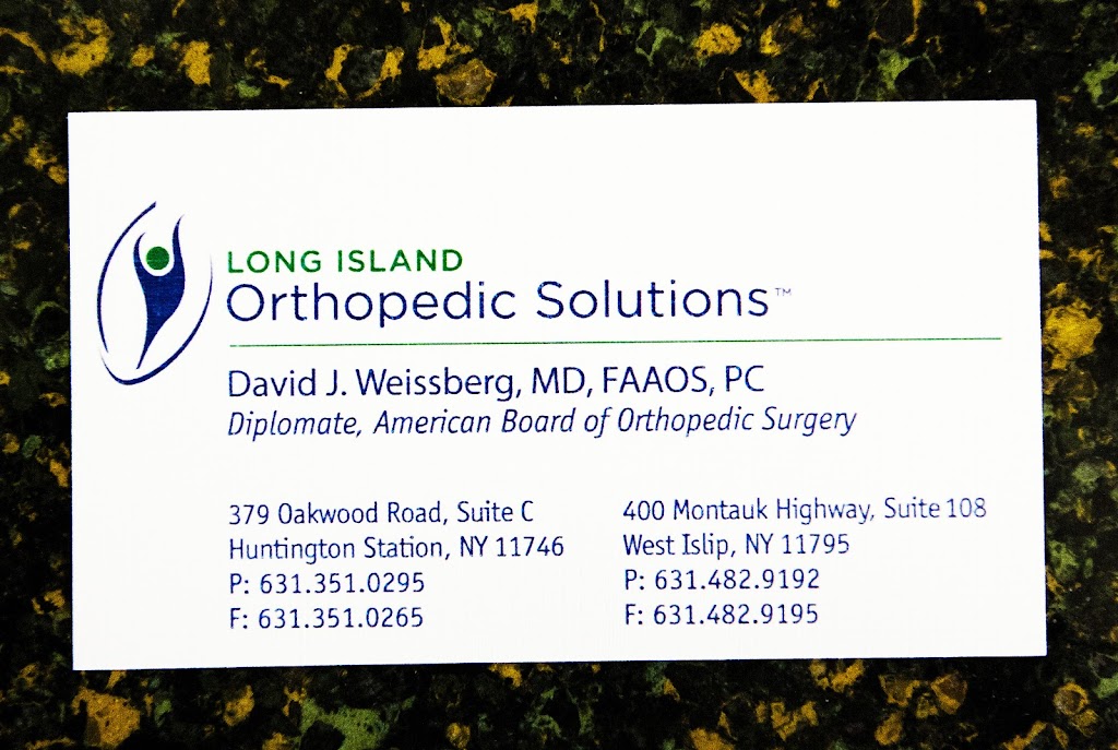 Weissberg David J MD d/b/a Long Island Orthopedic Solutions | 379 Oakwood Rd Suite C, Huntington Station, NY 11746 | Phone: (631) 351-0295