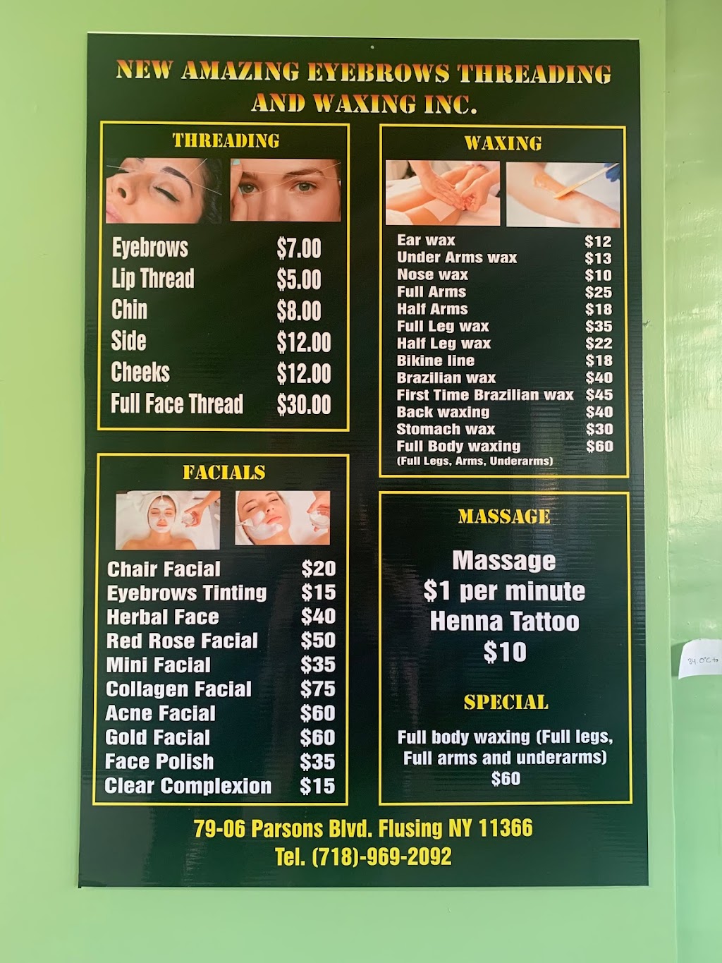 New Amazing Eyebrow Threading & Waxing Inc | 7906 Parsons Blvd, Fresh Meadows, NY 11366 | Phone: (718) 969-2092