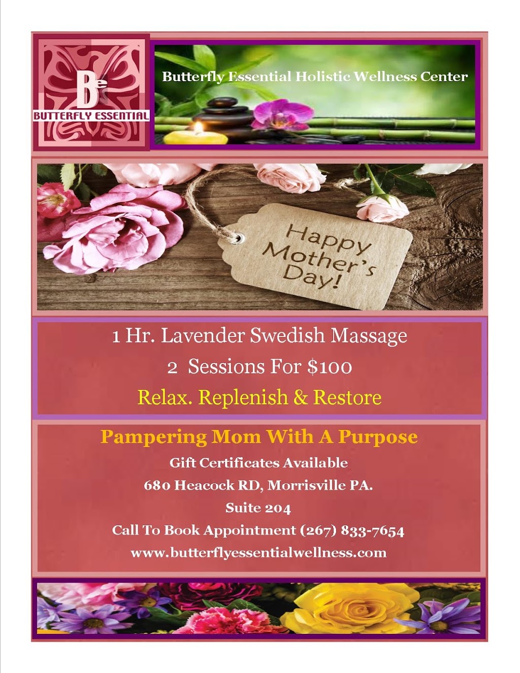 Butterfly Essential Holistic Wellness Center | 26 Osborne Ave, Morrisville, PA 19067 | Phone: (267) 833-7654