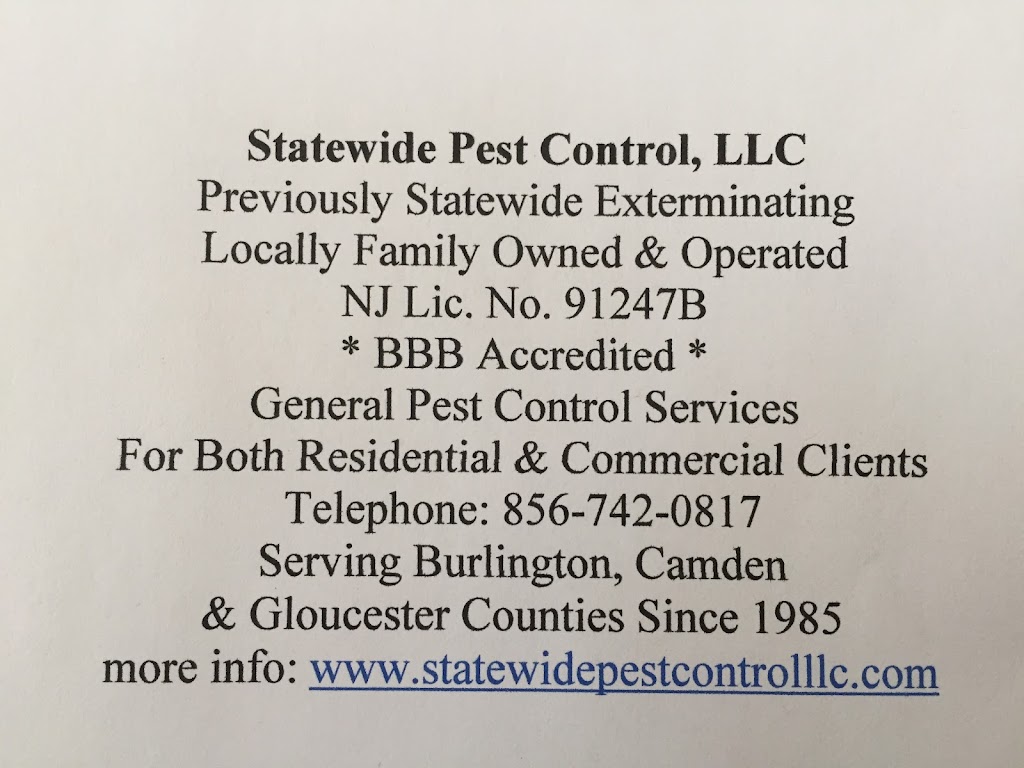 Statewide Pest Control, LLC | P.O. Box 17, Westville, NJ 08093 | Phone: (856) 742-0817