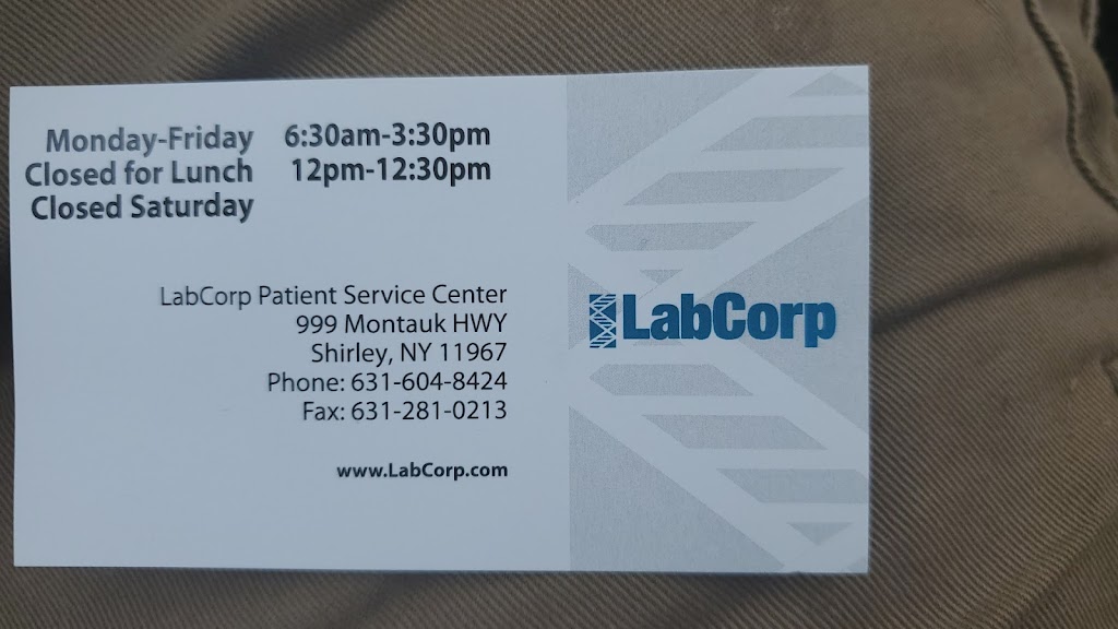 Labcorp | 999 Montauk Hwy Unit 5, Shirley, NY 11967 | Phone: (631) 604-8424