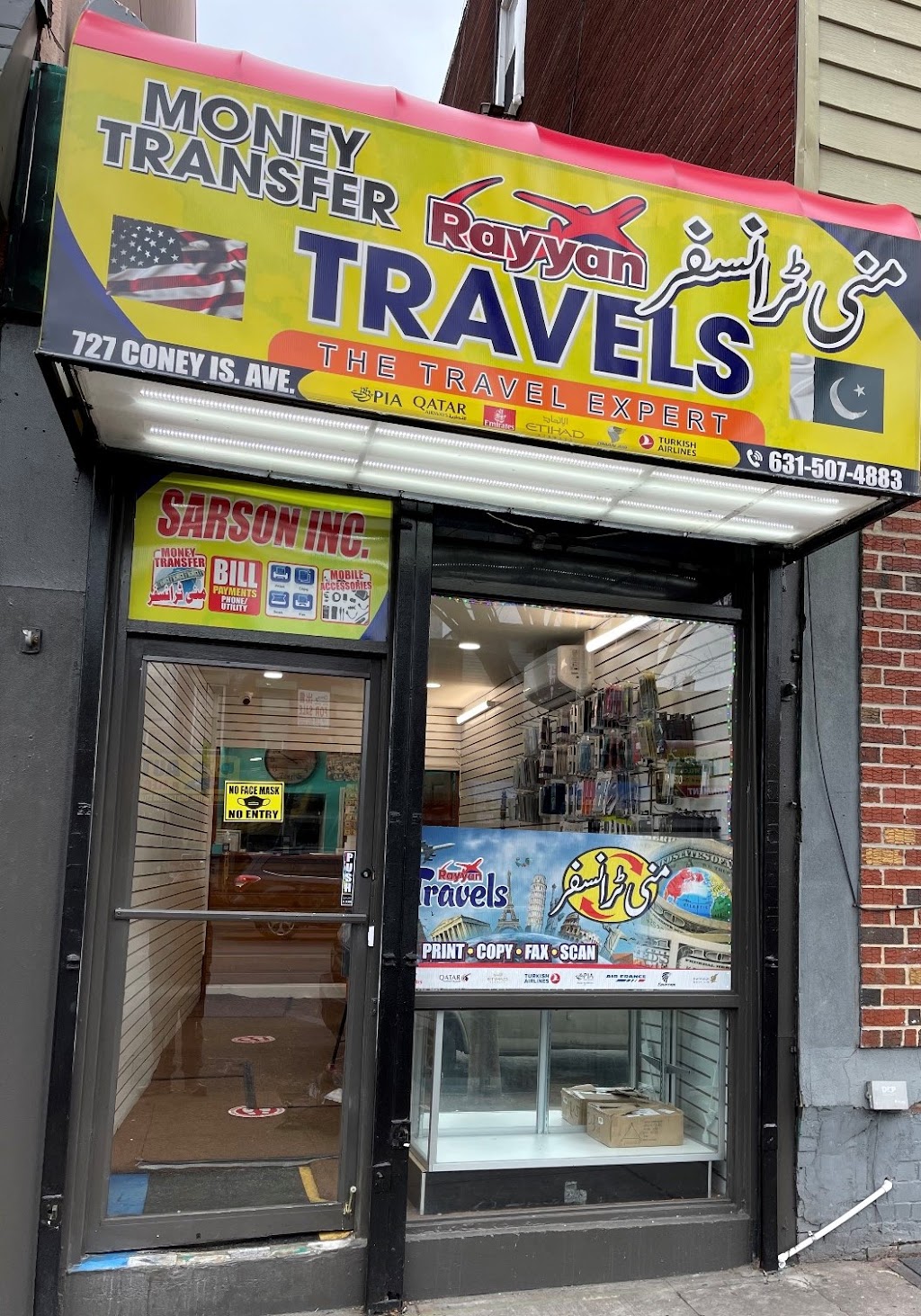 RAYYAN TRAVELS AND MONEY TRANSFER | 727 Coney Island Ave, Brooklyn, NY 11218 | Phone: (631) 507-4883