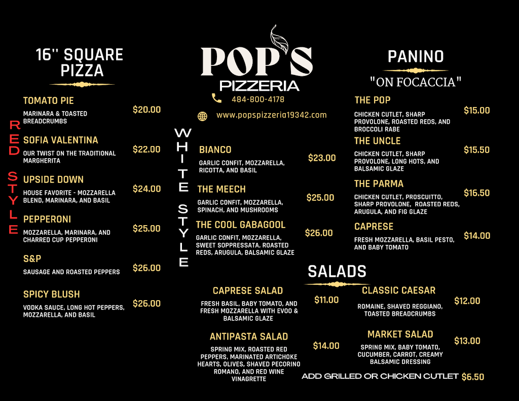 Pops Pizzeria | 1810 Wilmington Pike #14, Glen Mills, PA 19342 | Phone: (484) 800-4178