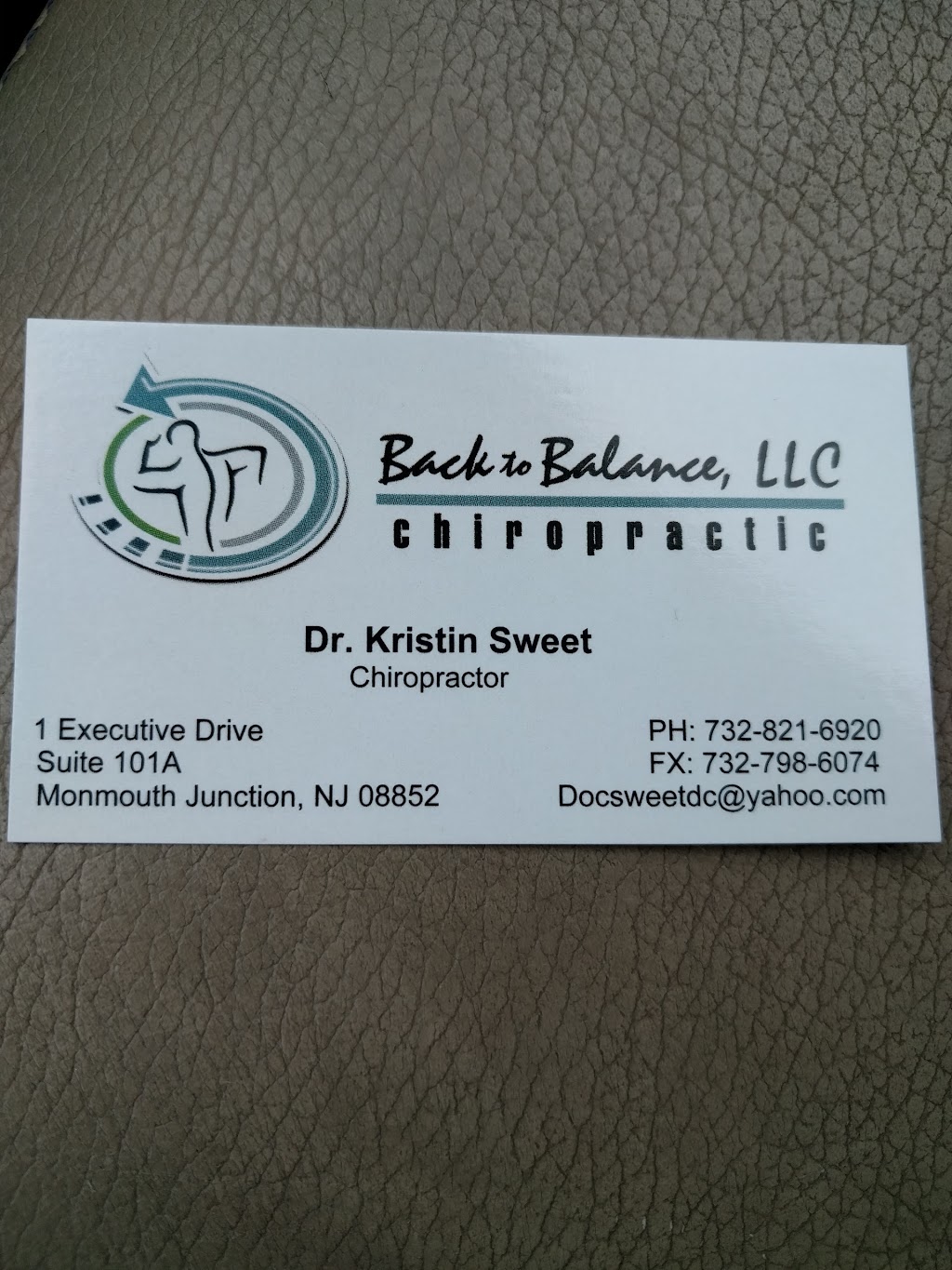 Kristin A. Sweet, DC | 1 Executive Dr Suite 103, Monmouth Junction, NJ 08852 | Phone: (732) 821-6920