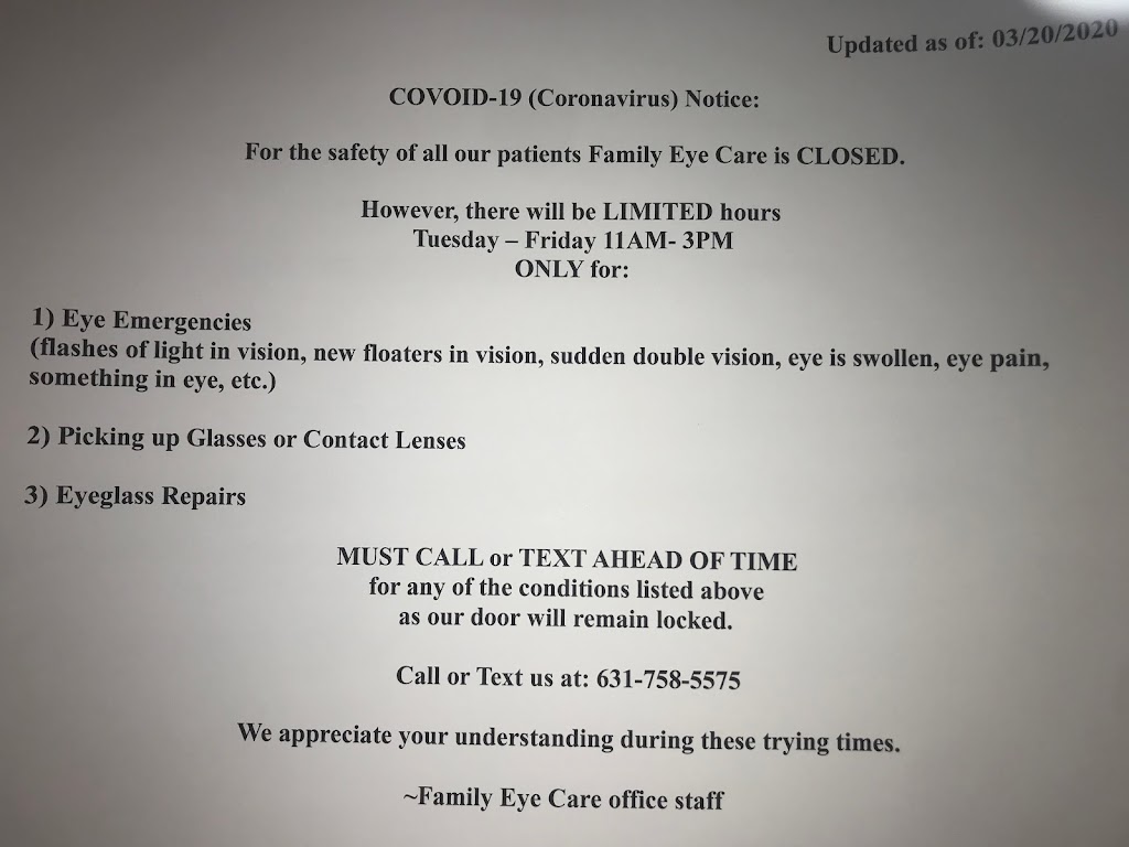 Family Eye Care of Medford | 1643 NY-112, Medford, NY 11763 | Phone: (631) 758-5575
