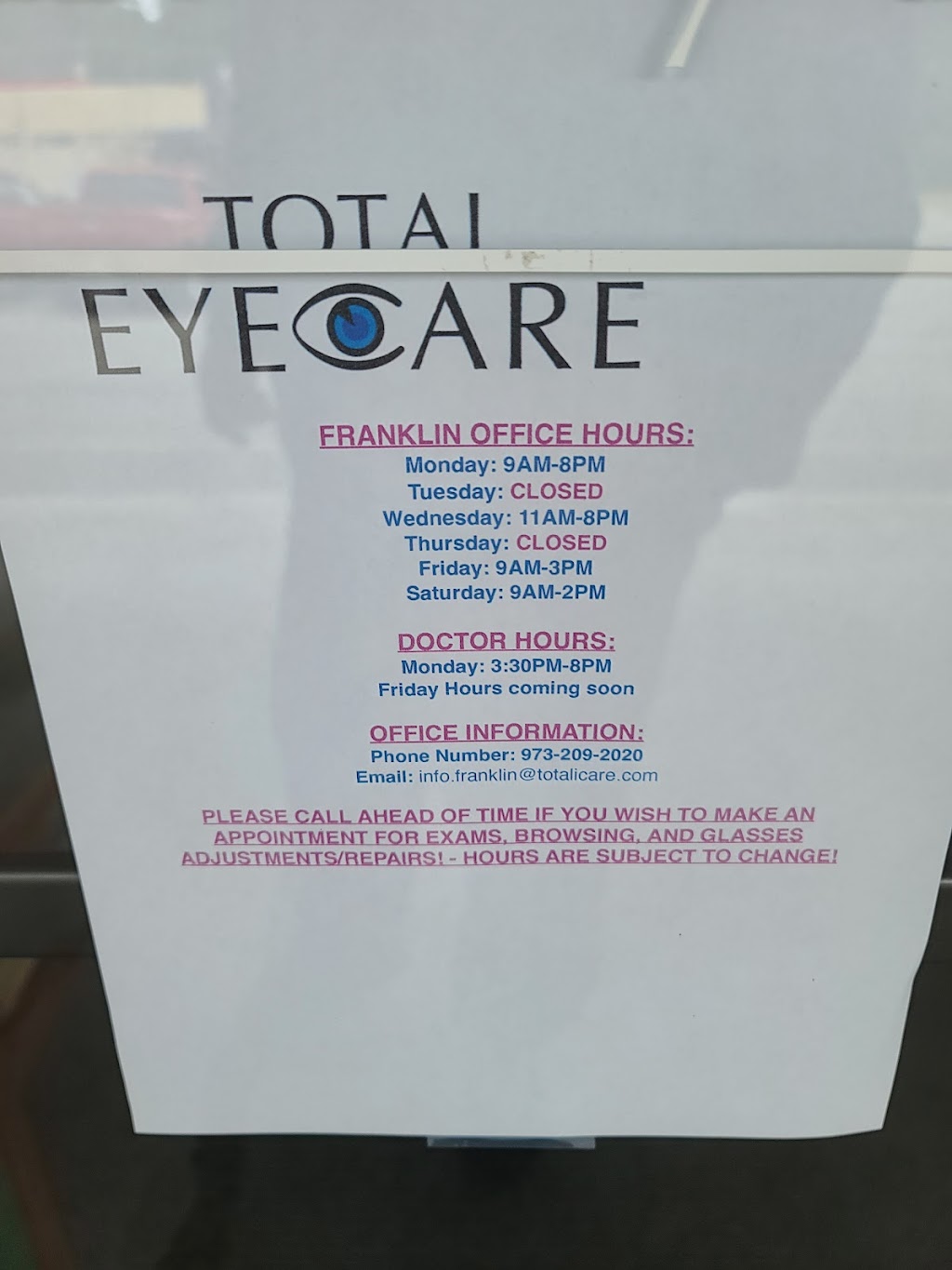 Total Eyecare | 286 NJ-23, Franklin, NJ 07416 | Phone: (973) 209-2020