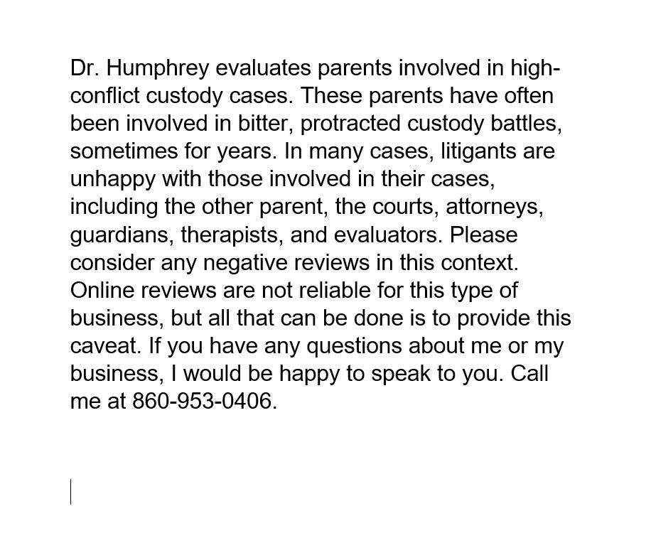 Stephen M. Humphrey, Ph.D. | 2446 Albany Ave Suite 301, West Hartford, CT 06117 | Phone: (860) 953-0406
