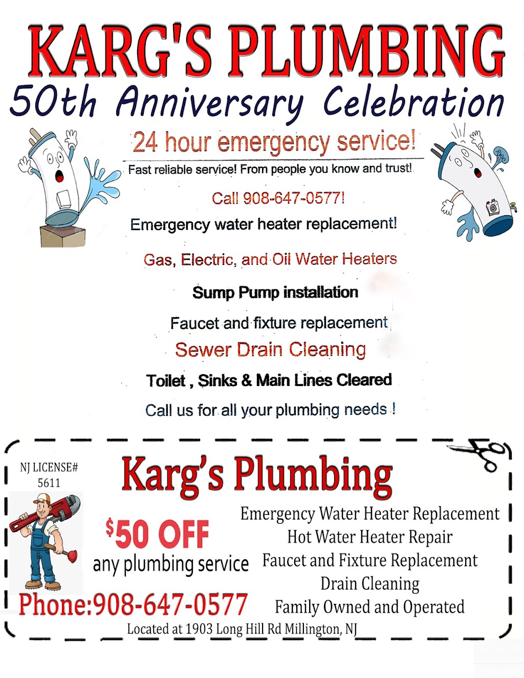 Kargs Plumbing & Heating | 1903 Long Hill Rd, Millington, NJ 07946 | Phone: (908) 647-0577