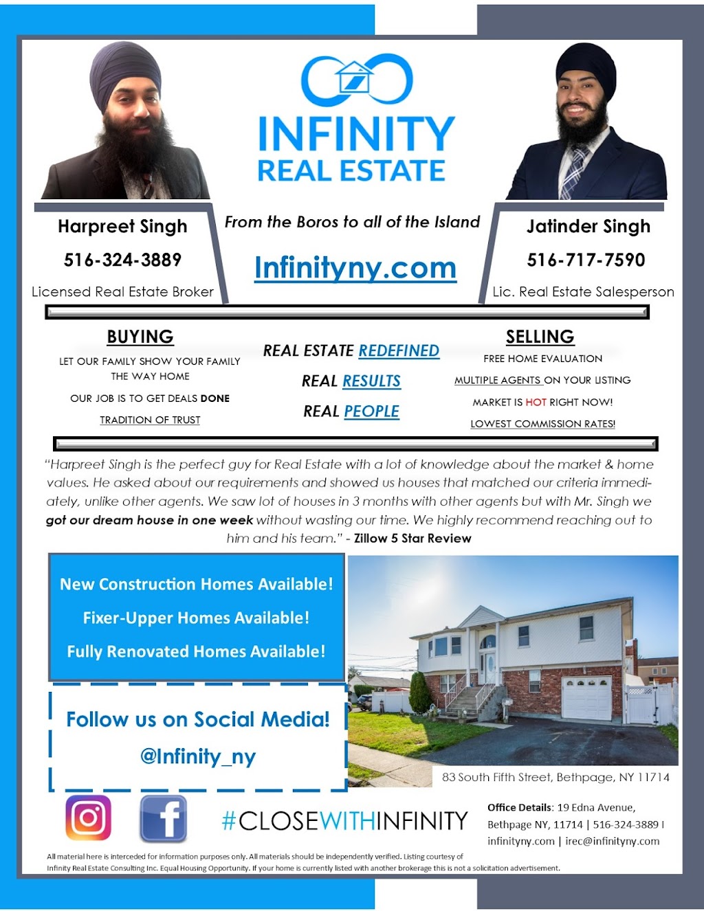 Infinity Real Estate Consulting | 19 Edna Ave, Bethpage, NY 11714 | Phone: (516) 324-3889