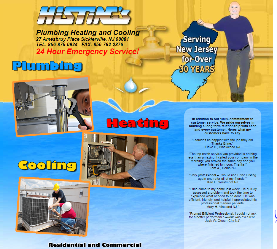 Histings Plumbing Heating & AC | 27 Amesbury Pl, Sicklerville, NJ 08081 | Phone: (856) 875-0924