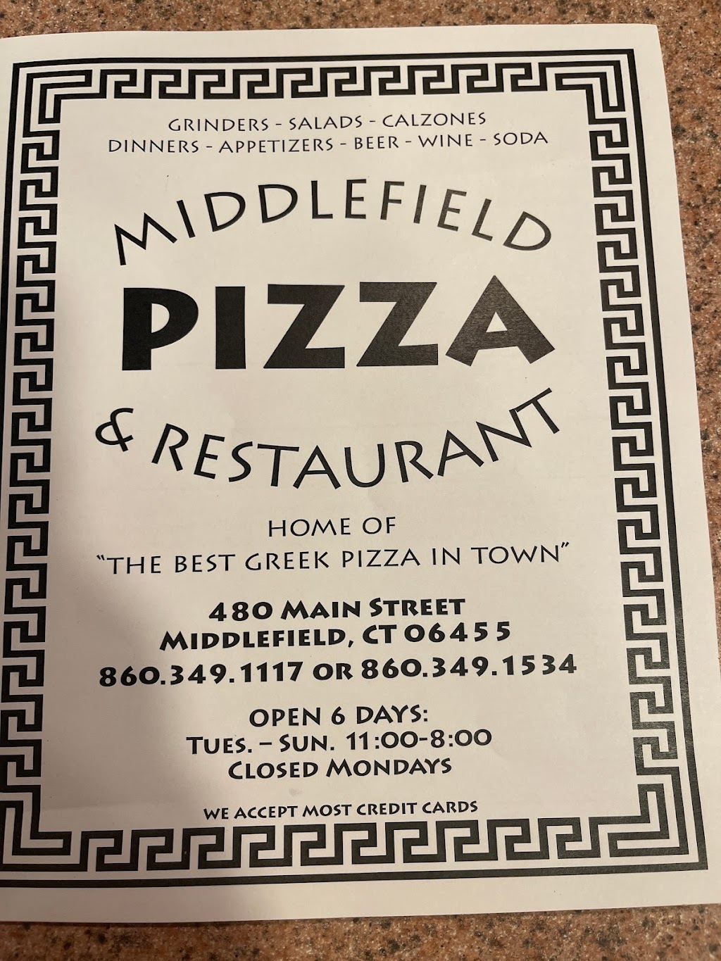 Middlefield Pizza & Restaurant | 480 Main St, Middlefield, CT 06455 | Phone: (860) 349-1117