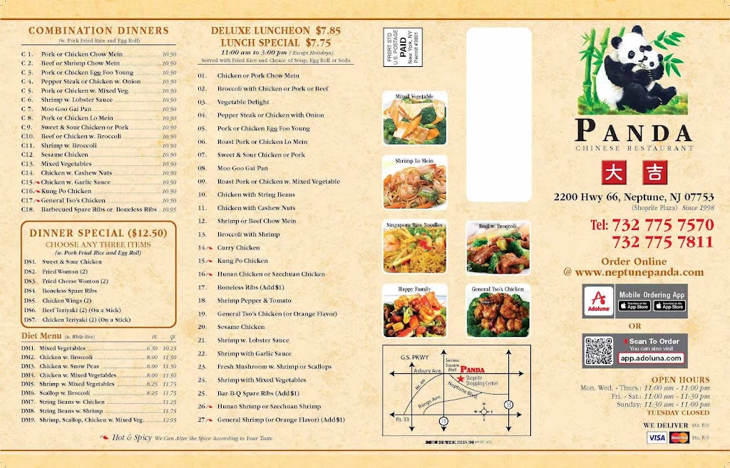 Panda Chinese Restaurant | shoprite plaza, 2200 NJ-66, Neptune City, NJ 07753 | Phone: (732) 775-7570