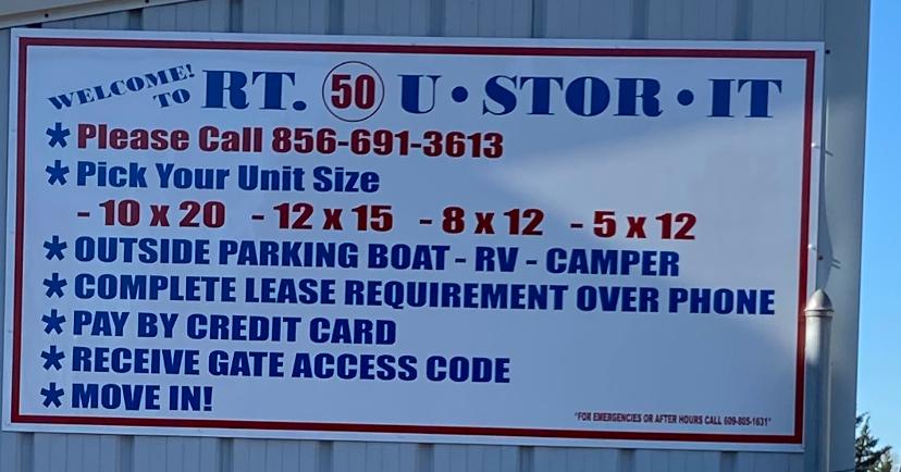 RT 50 U-STOR-IT | 2270 NJ-50, Tuckahoe, NJ 08250 | Phone: (856) 691-3613