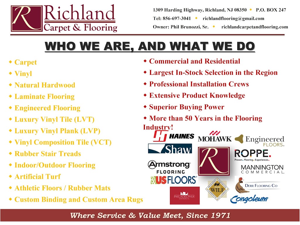 Richland Carpet Co | 1309 Harding Hwy, Richland, NJ 08350 | Phone: (856) 697-3041