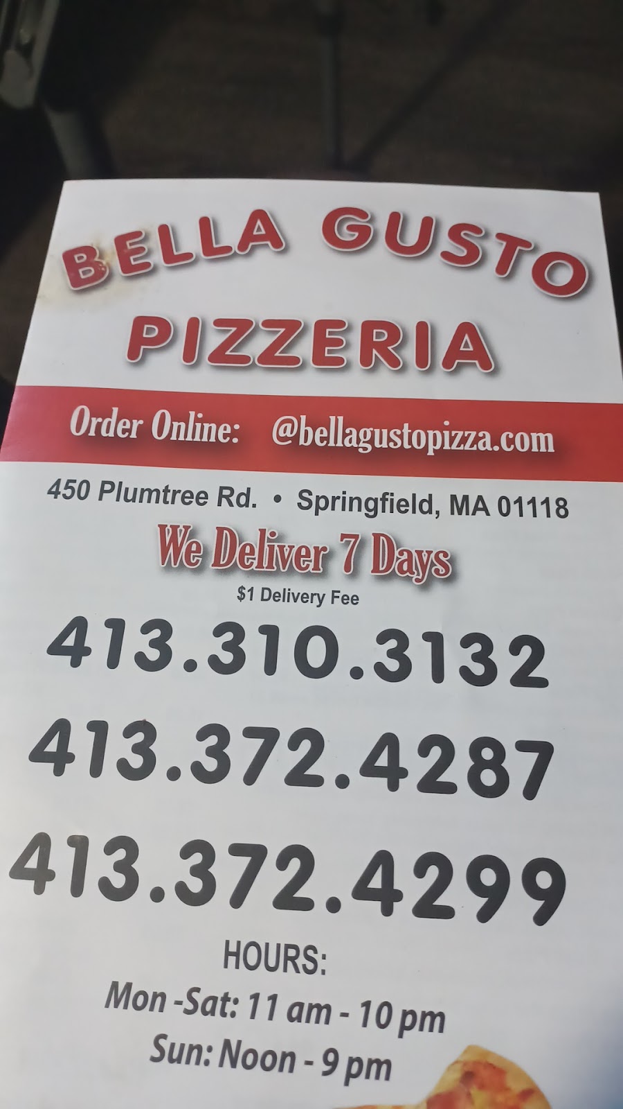 Bella Gusto Pizzeria | 450 Plumtree Rd, Springfield, MA 01118 | Phone: (413) 372-4287