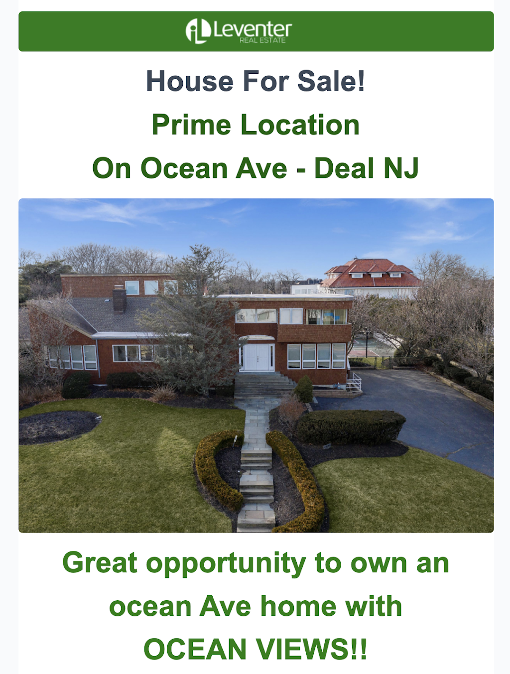 Irwin W Leventer Real Estate | 260 Norwood Ave, Deal, NJ 07723 | Phone: (732) 531-9800