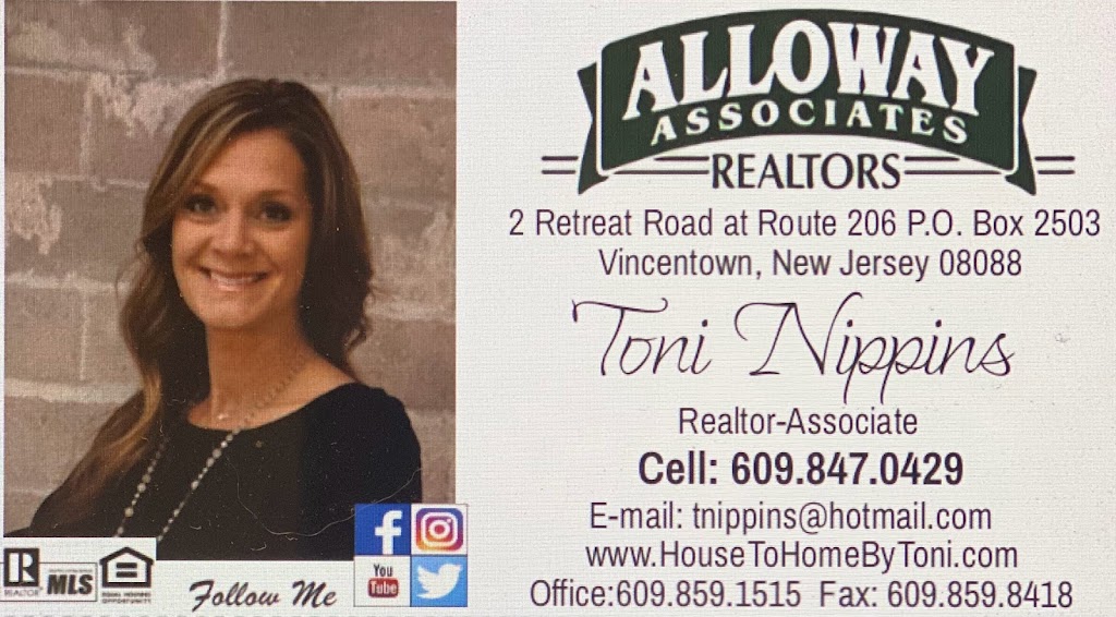 Toni Nippins Alloway Associates Realtors | 2 Retreat Rd @ Route 206, 2 Retreat Rd, Southampton Township, NJ 08088 | Phone: (609) 847-0429