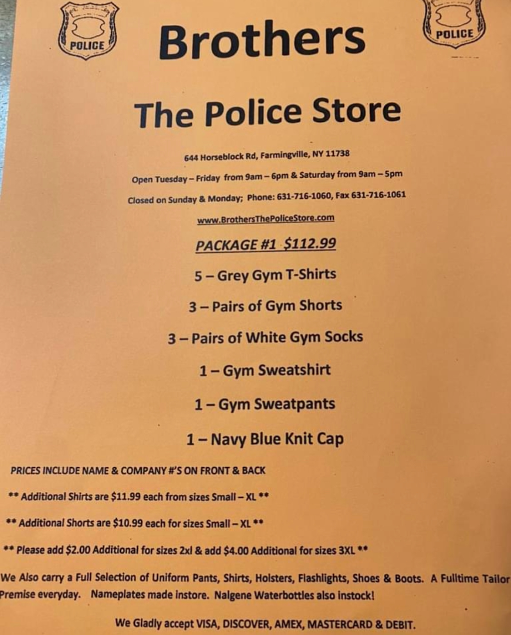 Brothers The Police Store | 644 Horseblock Road, Farmingville, NY 11738 | Phone: (631) 716-1060