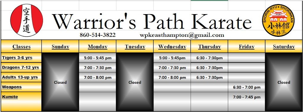Warriors Path Karate | 11 N Main St, East Hampton, CT 06424 | Phone: (860) 514-3822