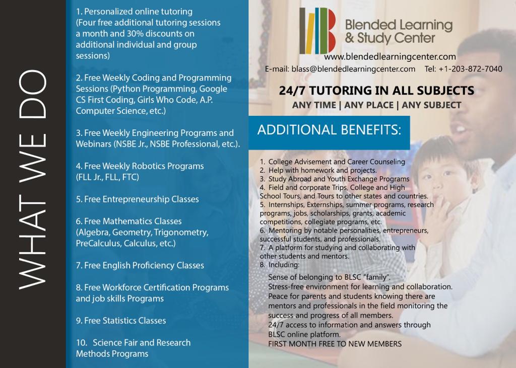 Blended Learning and Study Center | 78 Mercer Ave, East Hartford, CT 06118 | Phone: (203) 895-1095