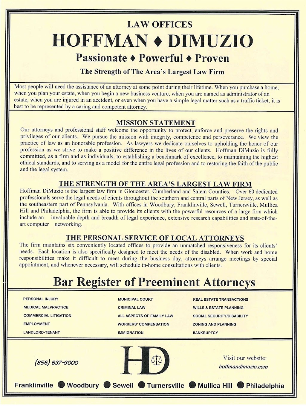 Hoffman DiMuzio | 515 Woodbury Glassboro Rd, Sewell, NJ 08080 | Phone: (856) 256-9222