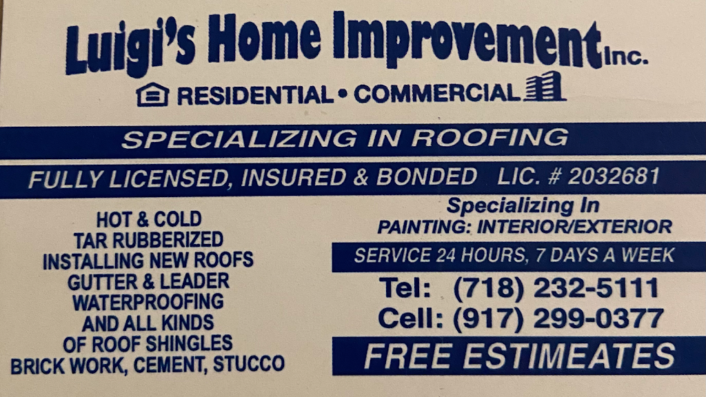 Luigis Roofing | 33 Scott Ave, Staten Island, NY 10305 | Phone: (718) 232-5111