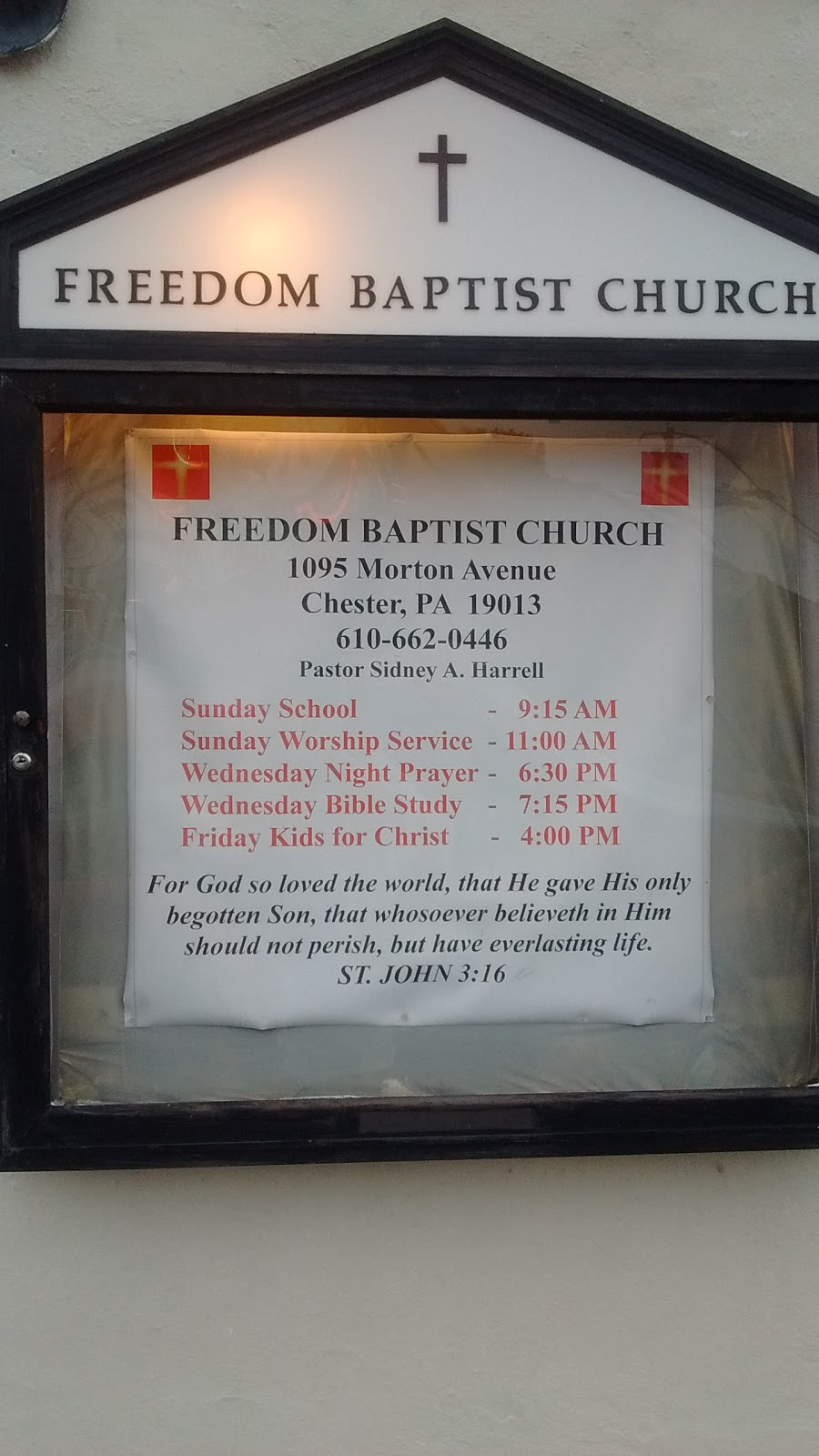 FREEDOM BAPTIST CHURCH | 1095 Morton Ave, Chester, PA 19013 | Phone: (610) 662-0446