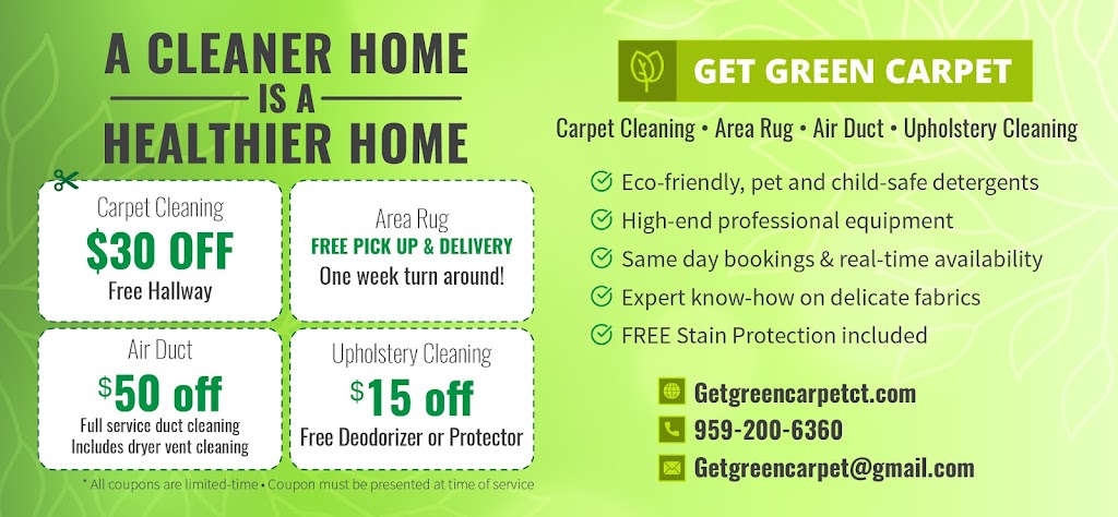 Get Green Carpet Cleaning - Windsor CT | 598 Hayden Station Rd, Windsor, CT 06095 | Phone: (959) 200-6360