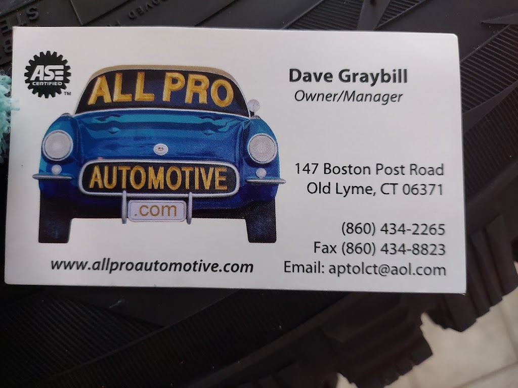 All Pro Automotive | 147 Boston Post Rd, Old Lyme, CT 06371 | Phone: (860) 434-2265