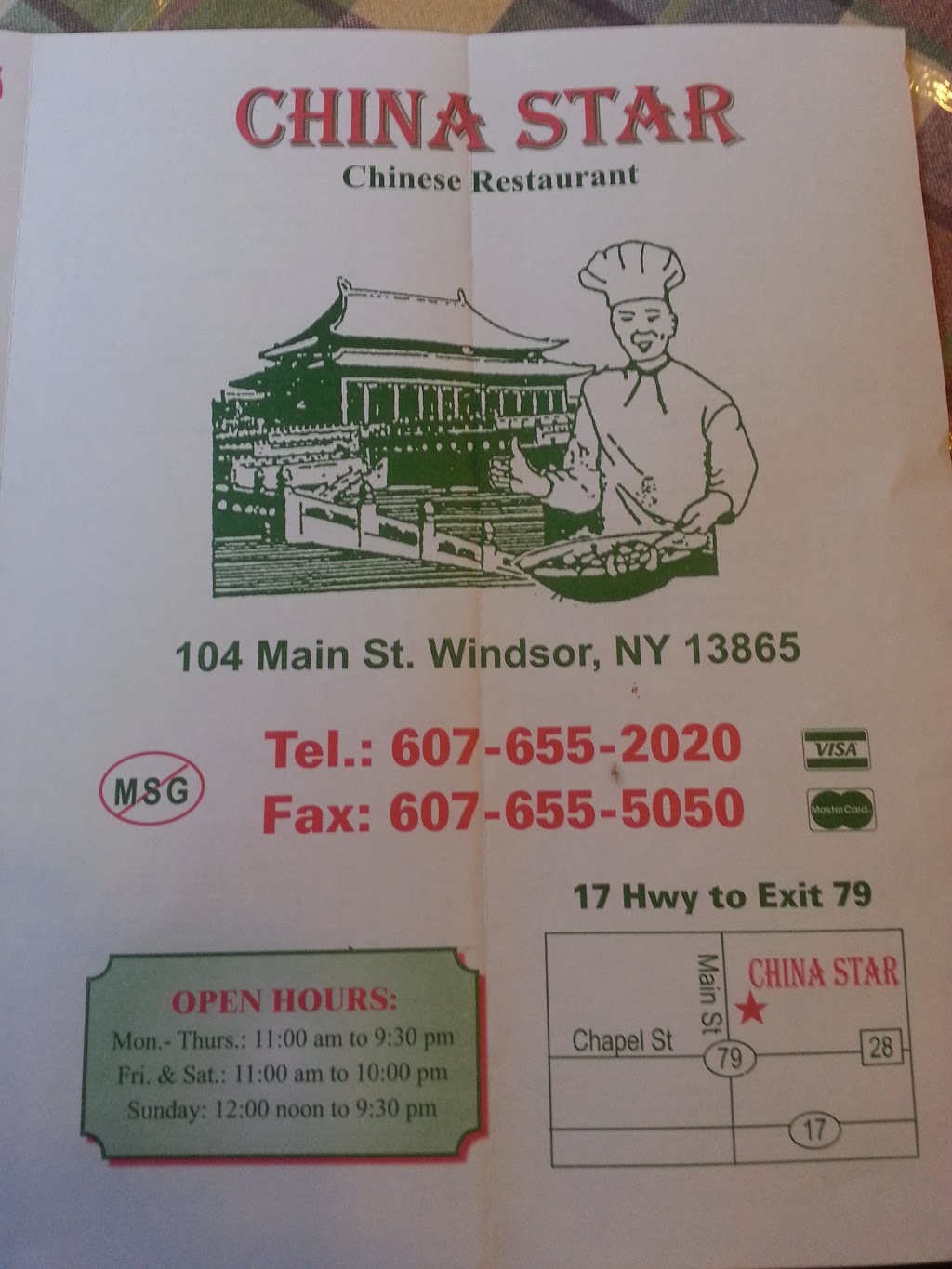 China Star | 104 Main St Suite 1, Windsor, NY 13865 | Phone: (607) 655-2020